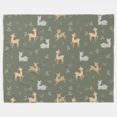 クリスマスディアーシームレスパターン フリースブランケット (正面(横))