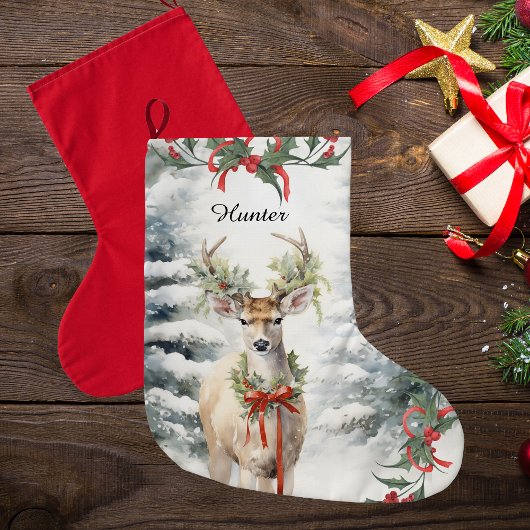 クリスマスディアーストッキング、完璧なハンターギフト ラージクリスマスストッキング