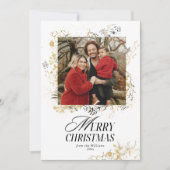 クリスマスディアーブラックと金ゴールドフローラフォトデジタル シーズンカード (正面)