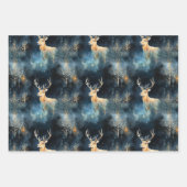クリスマスディアーラッピング紙ギフトは海軍の金ゴールドを包む ラッピングペーパーシート (正面2)