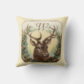クリスマスディアー、パインコーンクラウンモノグラムクリーム クッション (裏面)