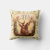 クリスマスディアー、パインコーンクラウンモノグラムクリーム クッション (裏面)