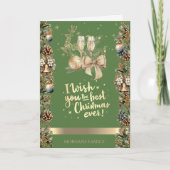 クリスマスディアー、ボール、ベル、ピンコン、ワイングラス シーズンカード (正面)