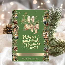 クリスマスディアー、ボール、ベル、ピンコン、ワイングラス シーズンカード