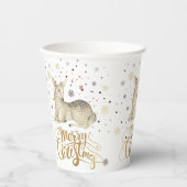 クリスマスディアー&メリークリスマスタイポグラフィ 紙コップ (正面)