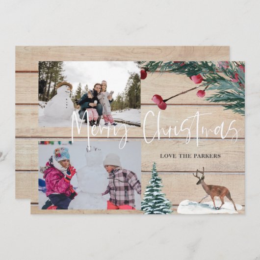 クリスマスディア冬数々のの写真カード 招待状 (正面/裏面)
