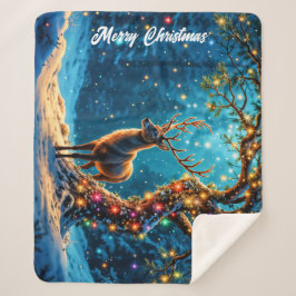 クリスマスディア雪のカラフルグリッターグロー シェルパブランケット