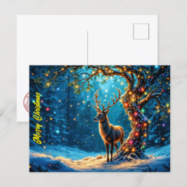 クリスマスディア雪のカラフルグリッターグロー ポストカード