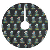 クリスマスディスクゴルフをテーマ ブラッシュドポリエステルツリースカート (正面)