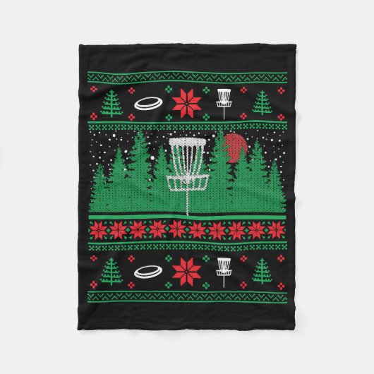クリスマスディスクゴルフフリスビー醜いクリスマスクリスマス フリースブランケット (正面)