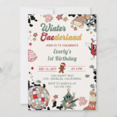 クリスマスディスコボールウィンターオンダーランド誕生日 招待状 (正面)