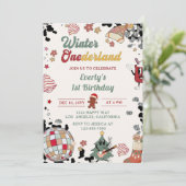クリスマスディスコボールウィンターオンダーランド誕生日 招待状 (スタンド正面)
