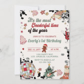 クリスマスディスコボールオンダーフル誕生日 招待状 (正面)