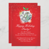 クリスマスディスコボールパーティの招待状 招待状 (正面/裏面)
