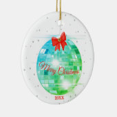 クリスマスディスコボールメリーおもしろいグリーティング セラミックオーナメント (右)