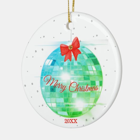 クリスマスディスコボールメリーおもしろいグリーティング セラミックオーナメント (左)