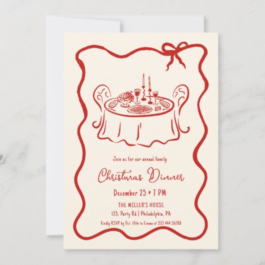 クリスマスディナーお洒落招待状 案内状 (正面)