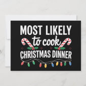 クリスマスディナーを料理する可能性が最も高い 面白い家族 シーズンカード (正面)