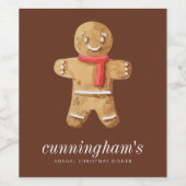 クリスマスディナーウォーターカラージンジャーブレッドマン ワインラベル (シングルラベル)