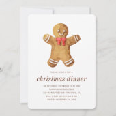 クリスマスディナーウォーターカラージンジャーブレッドマン 招待状 (正面)
