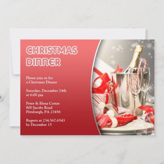 クリスマスディナーカクテルパーティの招待状 招待状 (正面)