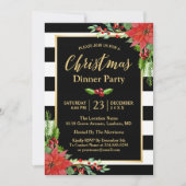 クリスマスディナークラシックパーティーポインセチアフローラ 招待状 (正面)