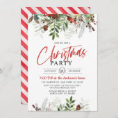 クリスマスディナークリスマスパーティー 招待状 (正面/裏面)