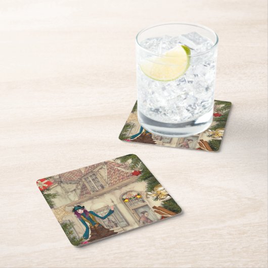 クリスマスディナーテーブルデコール スクエアペーパーコースター (インサイチュ)