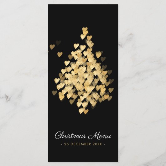 クリスマスディナーデザインブラック金ゴールドフラットメニュー メニュー (正面)