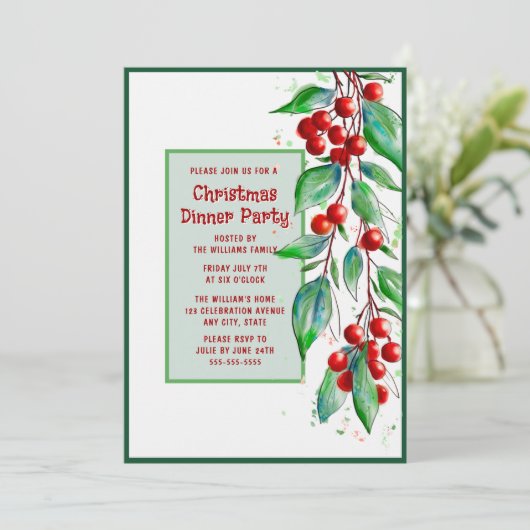 クリスマスディナーパーティの招待状ホリデーソーリー 招待状 (スタンド正面)