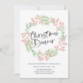 クリスマスディナーパーティの招待状 | ホリーリース 招待状 (正面)