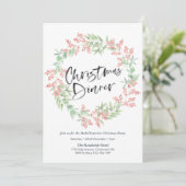 クリスマスディナーパーティの招待状 | ホリーリース 招待状 (スタンド正面)