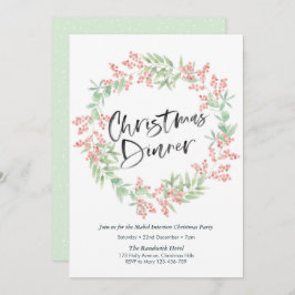 クリスマスディナーパーティの招待状 | ホリーリース 招待状