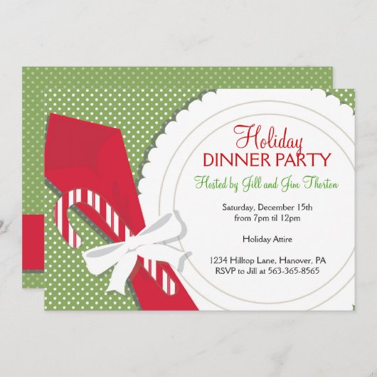 クリスマスディナーパーティの招待状 招待状 (正面/裏面)