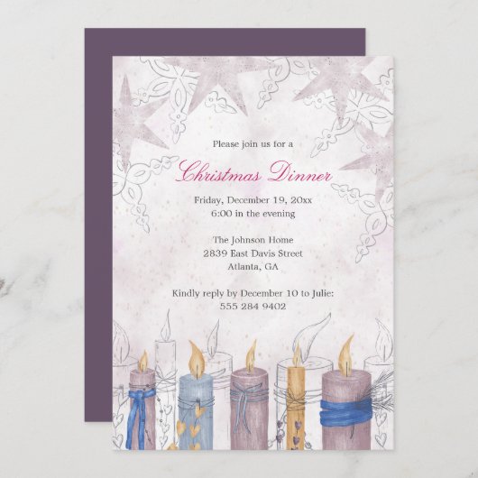 クリスマスディナーパーティの招待状 招待状 (正面/裏面)