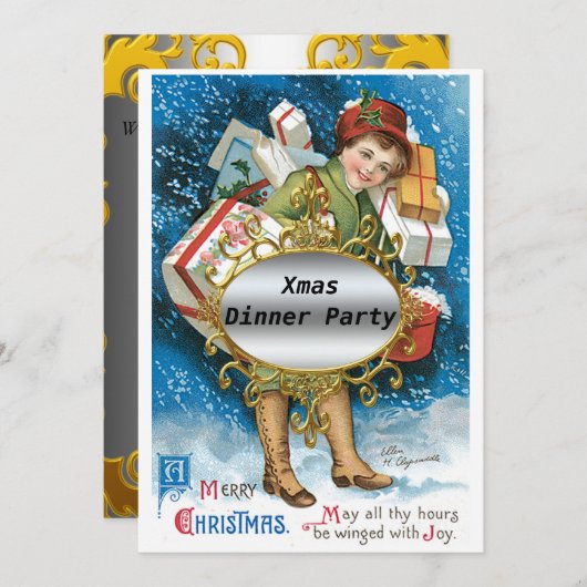 クリスマスディナーパーティの招待状 招待状 (正面/裏面)