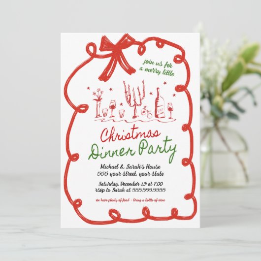 クリスマスディナーパーティの招待状 招待状 (スタンド正面)