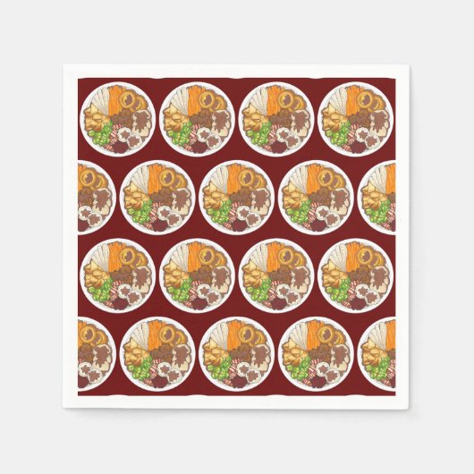 クリスマスディナーパーティーイギリスフェスティバルブリティッシュフード スタンダードカクテルナプキン (正面)