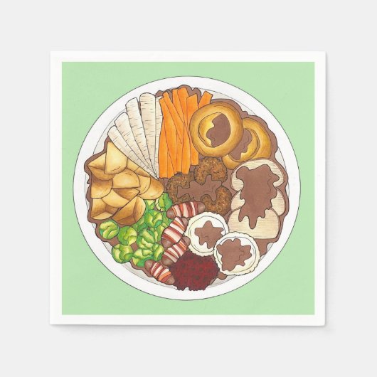 クリスマスディナーパーティーイギリスフェスティバルブリティッシュフード スタンダードカクテルナプキン (正面)