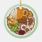クリスマスディナーパーティーイギリスフェスティバルブリティッシュフード セラミックオーナメント (裏面)