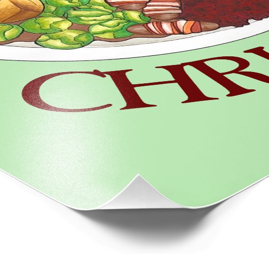 クリスマスディナーパーティーイギリスフェスティバルブリティッシュフード フォトプリント            (角)