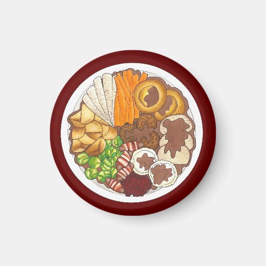 クリスマスディナーパーティーイギリスフェスティバルブリティッシュフード マグネット (正面)