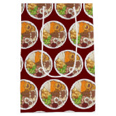 クリスマスディナーパーティーイギリスフェスティバルブリティッシュフード ミディアムペーパーバッグ (裏面)