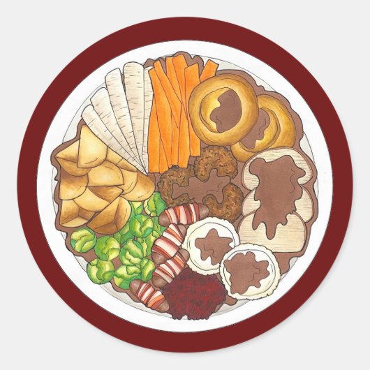 クリスマスディナーパーティーイギリスフェスティバルブリティッシュフード ラウンドシール (正面)