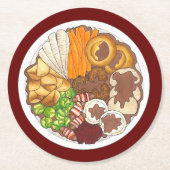 クリスマスディナーパーティーイギリスフェスティバルブリティッシュフード ラウンドペーパーコースター (正面)