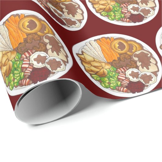 クリスマスディナーパーティーイギリスフェスティバルブリティッシュフード ラッピングペーパー (ロールコーナー)