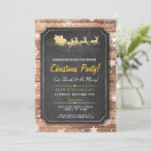 クリスマスディナーパーティーサンタウッドスノークリスマス招待状 招待状 (スタンド正面)