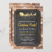 クリスマスディナーパーティーサンタウッドスノークリスマス招待状 招待状 (正面/裏面)