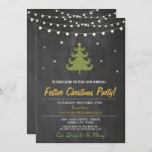 クリスマスディナーパーティーツリーライトスターズ招待状 招待状 (正面/裏面)