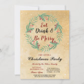 クリスマスディナーパーティーデイホリデーズヴィンテージクリスマス 招待状 (正面)